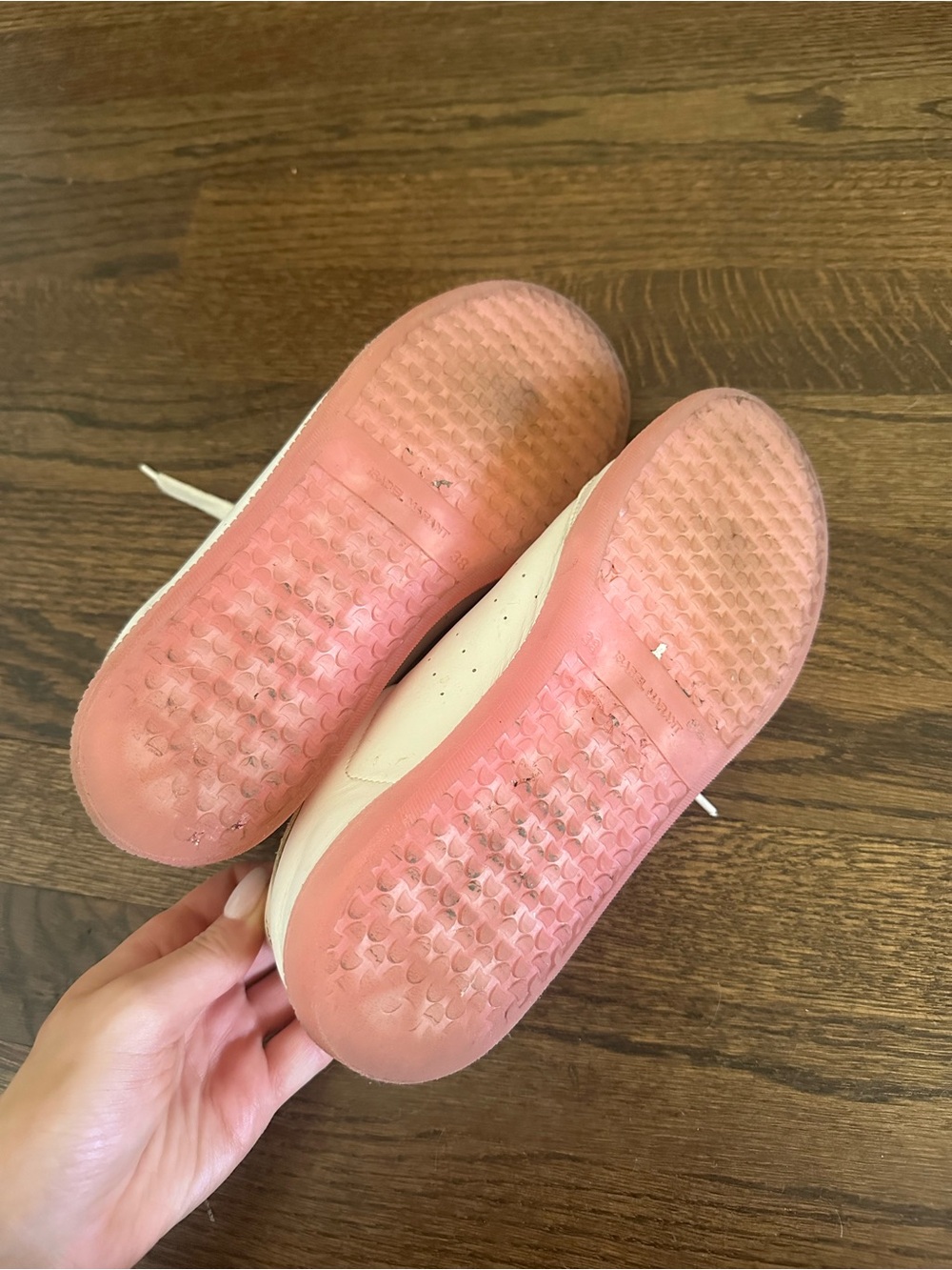 Isabel Marant Women’s White Sneakers with Pink Sole - Picture 5 of 5